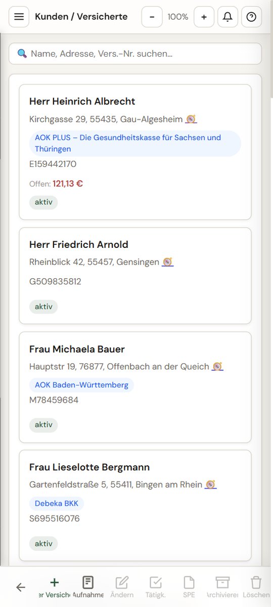 Klientenliste – Mobil